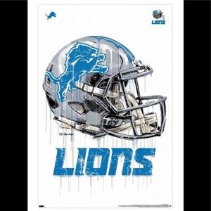 Authentic NFL Detroit Lions Drip Helmet Sports Poster,
NEW,  22.375” x 34”